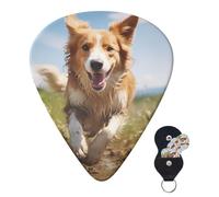 Guitar Picks 6 Pcs Guitar Plectrums with Storage Box 3 Different Thickness Dog running Guitar Picks Accessories Bass Pick for Electric Ukulele 2Pcs 0.46mm, 2Pcs 0.96mm, 2Pcs 0.71mm