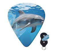 Guitar Picks 6 Pcs Guitar Plectrums with Storage Box 3 Different Thickness Dolphin Guitar Picks Accessories Bass Pick for Electric Ukulele 2Pcs 0.46mm, 2Pcs 0.96mm, 2Pcs 0.71mm