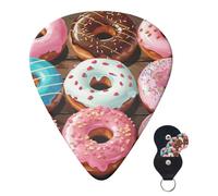 Guitar Picks 6 Pcs Guitar Plectrums with Storage Box 3 Different Thickness Donuts Guitar Picks Accessories Bass Pick for Electric Ukulele 2Pcs 0.46mm, 2Pcs 0.96mm, 2Pcs 0.71mm