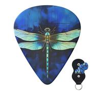 Guitar Picks 6 Pcs Guitar Plectrums with Storage Box 3 Different Thickness Dragonfly on blue Background Guitar Picks Accessories Bass Pick for Electric Ukulele 2Pcs 0.46mm, 2Pcs 0.96mm, 2Pcs 0.71mm