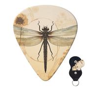 Guitar Picks 6 Pcs Guitar Plectrums with Storage Box 3 Different Thickness Dragonfly on sunflower Guitar Picks Accessories Bass Pick for Electric Ukulele 2Pcs 0.46mm, 2Pcs 0.96mm, 2Pcs 0.71mm
