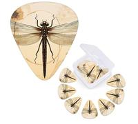 Guitar Picks 6 Pcs Guitar Plectrums with Storage Box 3 Different Thickness Dragonfly on sunflower Guitar Picks Accessories Bass Pick for Electric Ukulele 2Pcs 0.46mm, 2Pcs 0.96mm, 2Pcs 0.71mm
