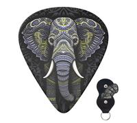 Guitar Picks 6 Pcs Guitar Plectrums with Storage Box 3 Different Thickness Elephant white pattern Guitar Picks Accessories Bass Pick for Electric Ukulele 2Pcs 0.46mm, 2Pcs 0.96mm, 2Pcs 0.71mm