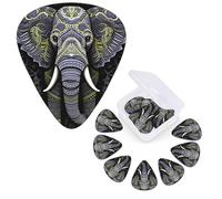 Guitar Picks 6 Pcs Guitar Plectrums with Storage Box 3 Different Thickness Elephant white pattern Guitar Picks Accessories Bass Pick for Electric Ukulele 2Pcs 0.46mm, 2Pcs 0.96mm, 2Pcs 0.71mm