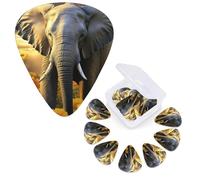 Guitar Picks 6 Pcs Guitar Plectrums with Storage Box 3 Different Thickness Elephant with sunflower Guitar Picks Accessories Bass Pick for Electric Ukulele 2Pcs 0.46mm, 2Pcs 0.96mm, 2Pcs 0.71mm