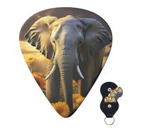 Guitar Picks 6 Pcs Guitar Plectrums with Storage Box 3 Different Thickness Elephant with sunflower Guitar Picks Accessories Bass Pick for Electric Ukulele 2Pcs 0.46mm, 2Pcs 0.96mm, 2Pcs 0.71mm