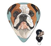 Guitar Picks 6 Pcs Guitar Plectrums with Storage Box 3 Different Thickness English Bulldog Faces Guitar Picks Accessories Bass Pick for Electric Ukulele 2Pcs 0.46mm, 2Pcs 0.96mm, 2Pcs 0.71mm
