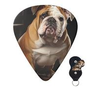 Guitar Picks 6 Pcs Guitar Plectrums with Storage Box 3 Different Thickness English-Bulldog Guitar Picks Accessories Bass Pick for Electric Ukulele 2Pcs 0.46mm, 2Pcs 0.96mm, 2Pcs 0.71mm