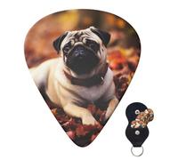Guitar Picks 6 Pcs Guitar Plectrums with Storage Box 3 Different Thickness Fall Foliage Pug Dog Guitar Picks Accessories Bass Pick for Electric Ukulele 2Pcs 0.46mm, 2Pcs 0.96mm, 2Pcs 0.71mm