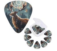 Guitar Picks 6 Pcs Guitar Plectrums with Storage Box 3 Different Thickness Fantasy Deer Guitar Picks Accessories Bass Pick for Electric Ukulele 2Pcs 0.46mm, 2Pcs 0.96mm, 2Pcs 0.71mm