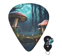 Guitar Picks 6 Pcs Guitar Plectrums with Storage Box 3 Different Thickness Fantasy Forest Mushroom Guitar Picks Accessories Bass Pick for Electric Ukulele 2Pcs 0.46mm, 2Pcs 0.96mm, 2Pcs 0.71mm