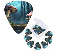 Guitar Picks 6 Pcs Guitar Plectrums with Storage Box 3 Different Thickness Fantasy Forest Mushroom Guitar Picks Accessories Bass Pick for Electric Ukulele 2Pcs 0.46mm, 2Pcs 0.96mm, 2Pcs 0.71mm