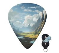 Guitar Picks 6 Pcs Guitar Plectrums with Storage Box 3 Different Thickness Fantasy Landschaft Guitar Picks Accessories Bass Pick for Electric Ukulele 2Pcs 0.46mm, 2Pcs 0.96mm, 2Pcs 0.71mm