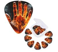 Guitar Picks 6 Pcs Guitar Plectrums with Storage Box 3 Different Thickness Fire Flame Hand Guitar Picks Accessories Bass Pick for Electric Ukulele 2Pcs 0.46mm, 2Pcs 0.96mm, 2Pcs 0.71mm