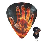 Guitar Picks 6 Pcs Guitar Plectrums with Storage Box 3 Different Thickness Fire Flame Hand Guitar Picks Accessories Bass Pick for Electric Ukulele 2Pcs 0.46mm, 2Pcs 0.96mm, 2Pcs 0.71mm