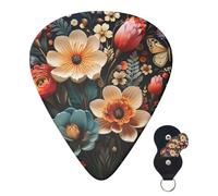 Guitar Picks 6 Pcs Guitar Plectrums with Storage Box 3 Different Thickness Floral pattern Guitar Picks Accessories Bass Pick for Electric Ukulele 2Pcs 0.46mm, 2Pcs 0.96mm, 2Pcs 0.71mm