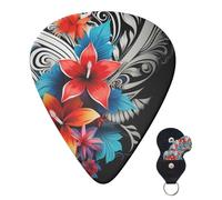 Guitar Picks 6 Pcs Guitar Plectrums with Storage Box 3 Different Thickness floral tribal patterns Guitar Picks Accessories Bass Pick for Electric Ukulele 2Pcs 0.46mm, 2Pcs 0.96mm, 2Pcs 0.71mm