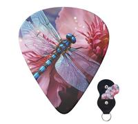 Guitar Picks 6 Pcs Guitar Plectrums with Storage Box 3 Different Thickness flower blue dragonfly Guitar Picks Accessories Bass Pick for Electric Ukulele 2Pcs 0.46mm, 2Pcs 0.96mm, 2Pcs 0.71mm