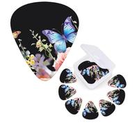 Guitar Picks 6 Pcs Guitar Plectrums with Storage Box 3 Different Thickness Flowers and butterflies Guitar Picks Accessories Bass Pick for Electric Ukulele 2Pcs 0.46mm, 2Pcs 0.96mm, 2Pcs 0.71mm