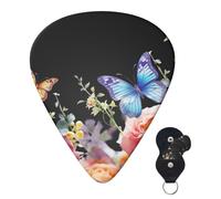 Guitar Picks 6 Pcs Guitar Plectrums with Storage Box 3 Different Thickness Flowers and butterflies Guitar Picks Accessories Bass Pick for Electric Ukulele 2Pcs 0.46mm, 2Pcs 0.96mm, 2Pcs 0.71mm