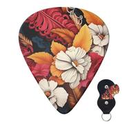 Guitar Picks 6 Pcs Guitar Plectrums with Storage Box 3 Different Thickness Flowers leaves collage Guitar Picks Accessories Bass Pick for Electric Ukulele 2Pcs 0.46mm, 2Pcs 0.96mm, 2Pcs 0.71mm