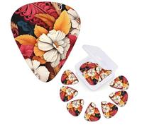 Guitar Picks 6 Pcs Guitar Plectrums with Storage Box 3 Different Thickness Flowers leaves collage Guitar Picks Accessories Bass Pick for Electric Ukulele 2Pcs 0.46mm, 2Pcs 0.96mm, 2Pcs 0.71mm