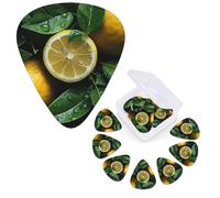 Guitar Picks 6 Pcs Guitar Plectrums with Storage Box 3 Different Thickness Fresh lemon Guitar Picks Accessories Bass Pick for Electric Ukulele 2Pcs 0.46mm, 2Pcs 0.96mm, 2Pcs 0.71mm