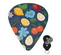 Guitar Picks 6 Pcs Guitar Plectrums with Storage Box 3 Different Thickness Fruits and flowers Guitar Picks Accessories Bass Pick for Electric Ukulele 2Pcs 0.46mm, 2Pcs 0.96mm, 2Pcs 0.71mm