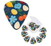 Guitar Picks 6 Pcs Guitar Plectrums with Storage Box 3 Different Thickness Fruits and flowers Guitar Picks Accessories Bass Pick for Electric Ukulele 2Pcs 0.46mm, 2Pcs 0.96mm, 2Pcs 0.71mm