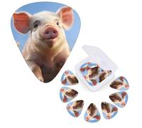 Guitar Picks 6 Pcs Guitar Plectrums with Storage Box 3 Different Thickness Funny Cute Pig Guitar Picks Accessories Bass Pick for Electric Ukulele 2Pcs 0.46mm, 2Pcs 0.96mm, 2Pcs 0.71mm