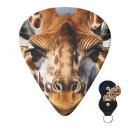 Guitar Picks 6 Pcs Guitar Plectrums with Storage Box 3 Different Thickness Giraffe face Guitar Picks Accessories Bass Pick for Electric Ukulele 2Pcs 0.46mm, 2Pcs 0.96mm, 2Pcs 0.71mm