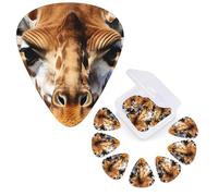 Guitar Picks 6 Pcs Guitar Plectrums with Storage Box 3 Different Thickness Giraffe face Guitar Picks Accessories Bass Pick for Electric Ukulele 2Pcs 0.46mm, 2Pcs 0.96mm, 2Pcs 0.71mm