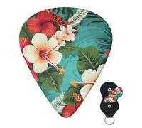 Guitar Picks 6 Pcs Guitar Plectrums with Storage Box 3 Different Thickness Hawaiian flowers Guitar Picks Accessories Bass Pick for Electric Ukulele 2Pcs 0.46mm, 2Pcs 0.96mm, 2Pcs 0.71mm