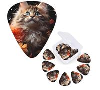 Guitar Picks 6 Pcs Guitar Plectrums with Storage Box 3 Different Thickness Images of cats and flowers Guitar Picks Accessories Bass Pick for Electric Ukulele 2Pcs 0.46mm, 2Pcs 0.96mm, 2Pcs 0.71mm