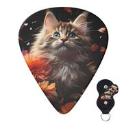 Guitar Picks 6 Pcs Guitar Plectrums with Storage Box 3 Different Thickness Images of cats and flowers Guitar Picks Accessories Bass Pick for Electric Ukulele 2Pcs 0.46mm, 2Pcs 0.96mm, 2Pcs 0.71mm