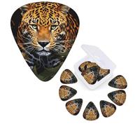 Guitar Picks 6 Pcs Guitar Plectrums with Storage Box 3 Different Thickness Jungle leopard Guitar Picks Accessories Bass Pick for Electric Ukulele 2Pcs 0.46mm, 2Pcs 0.96mm, 2Pcs 0.71mm