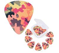 Guitar Picks 6 Pcs Guitar Plectrums with Storage Box 3 Different Thickness Light yellow camouflage Guitar Picks Accessories Bass Pick for Electric Ukulele 2Pcs 0.46mm, 2Pcs 0.96mm, 2Pcs 0.71mm