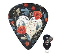 Guitar Picks 6 Pcs Guitar Plectrums with Storage Box 3 Different Thickness Love and romance design Guitar Picks Accessories Bass Pick for Electric Ukulele 2Pcs 0.46mm, 2Pcs 0.96mm, 2Pcs 0.71mm