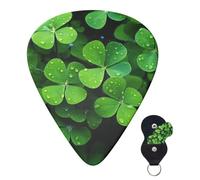 Guitar Picks 6 Pcs Guitar Plectrums with Storage Box 3 Different Thickness Many Green clover Guitar Picks Accessories Bass Pick for Electric Ukulele 2Pcs 0.46mm, 2Pcs 0.96mm, 2Pcs 0.71mm