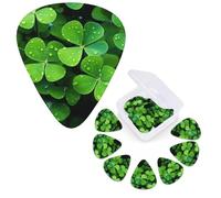 Guitar Picks 6 Pcs Guitar Plectrums with Storage Box 3 Different Thickness Many Green clover Guitar Picks Accessories Bass Pick for Electric Ukulele 2Pcs 0.46mm, 2Pcs 0.96mm, 2Pcs 0.71mm