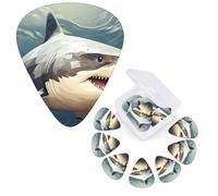 Guitar Picks 6 Pcs Guitar Plectrums with Storage Box 3 Different Thickness Minimalist style shark Guitar Picks Accessories Bass Pick for Electric Ukulele 2Pcs 0.46mm, 2Pcs 0.96mm, 2Pcs 0.71mm