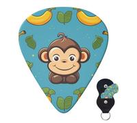 Guitar Picks 6 Pcs Guitar Plectrums with Storage Box 3 Different Thickness Monkey and banana pattern Guitar Picks Accessories Bass Pick for Electric Ukulele 2Pcs 0.46mm, 2Pcs 0.96mm, 2Pcs 0.71mm