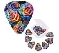 Guitar Picks 6 Pcs Guitar Plectrums with Storage Box 3 Different Thickness Multicolor roses Guitar Picks Accessories Bass Pick for Electric Ukulele 2Pcs 0.46mm, 2Pcs 0.96mm, 2Pcs 0.71mm