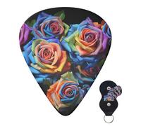 Guitar Picks 6 Pcs Guitar Plectrums with Storage Box 3 Different Thickness Multicolor roses Guitar Picks Accessories Bass Pick for Electric Ukulele 2Pcs 0.46mm, 2Pcs 0.96mm, 2Pcs 0.71mm