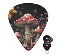 Guitar Picks 6 Pcs Guitar Plectrums with Storage Box 3 Different Thickness Mushrooms and butterflies Guitar Picks Accessories Bass Pick for Electric Ukulele 2Pcs 0.46mm, 2Pcs 0.96mm, 2Pcs 0.71mm