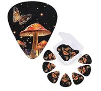 Guitar Picks 6 Pcs Guitar Plectrums with Storage Box 3 Different Thickness Mushrooms and butterflies Guitar Picks Accessories Bass Pick for Electric Ukulele 2Pcs 0.46mm, 2Pcs 0.96mm, 2Pcs 0.71mm
