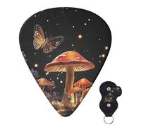 Guitar Picks 6 Pcs Guitar Plectrums with Storage Box 3 Different Thickness Mushrooms and butterflies Guitar Picks Accessories Bass Pick for Electric Ukulele 2Pcs 0.46mm, 2Pcs 0.96mm, 2Pcs 0.71mm