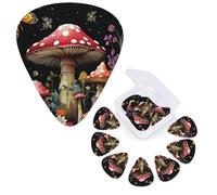 Guitar Picks 6 Pcs Guitar Plectrums with Storage Box 3 Different Thickness Mushrooms and butterflies Guitar Picks Accessories Bass Pick for Electric Ukulele 2Pcs 0.46mm, 2Pcs 0.96mm, 2Pcs 0.71mm