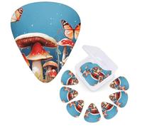Guitar Picks 6 Pcs Guitar Plectrums with Storage Box 3 Different Thickness Mushrooms and butterflies Guitar Picks Accessories Bass Pick for Electric Ukulele 2Pcs 0.46mm, 2Pcs 0.96mm, 2Pcs 0.71mm