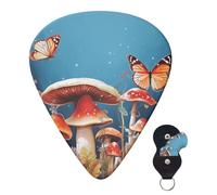 Guitar Picks 6 Pcs Guitar Plectrums with Storage Box 3 Different Thickness Mushrooms and butterflies Guitar Picks Accessories Bass Pick for Electric Ukulele 2Pcs 0.46mm, 2Pcs 0.96mm, 2Pcs 0.71mm